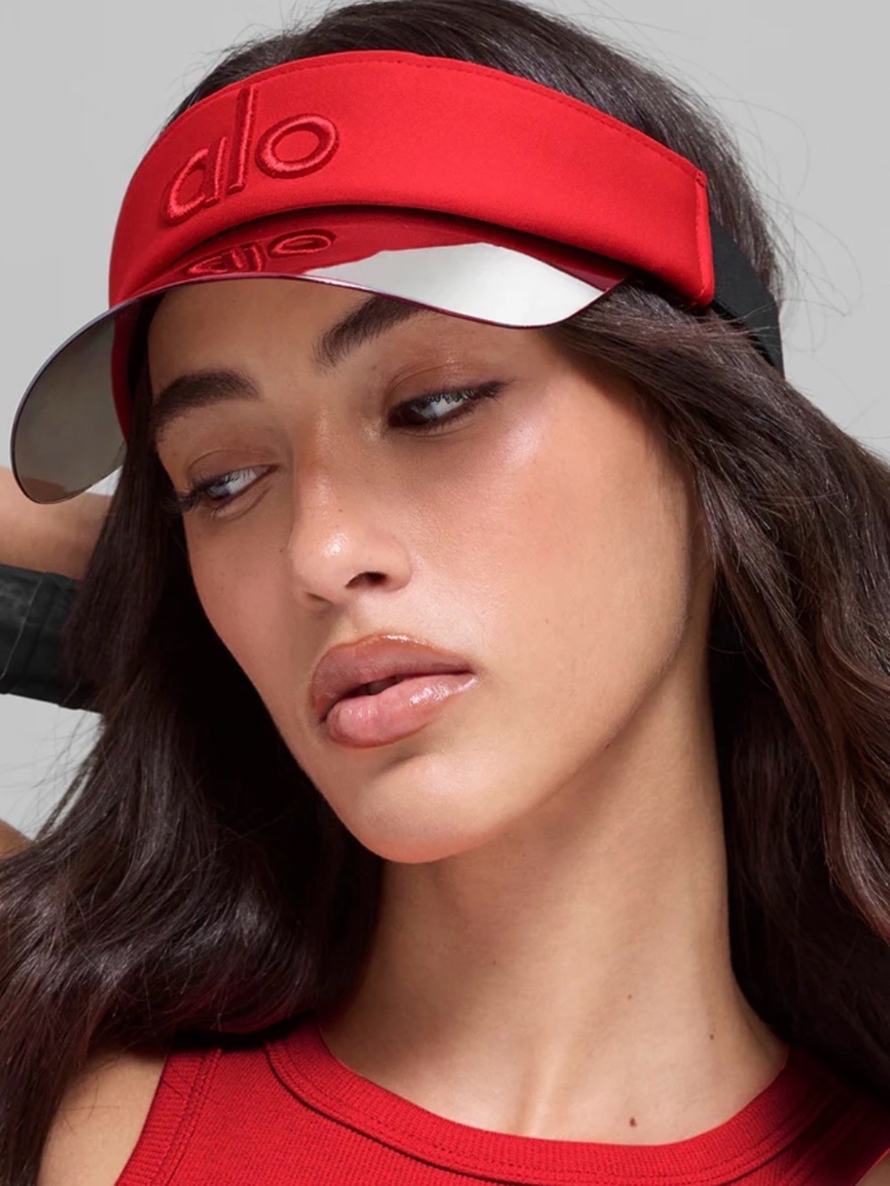 ALO Yoga Red Visor with Mirrored Shield